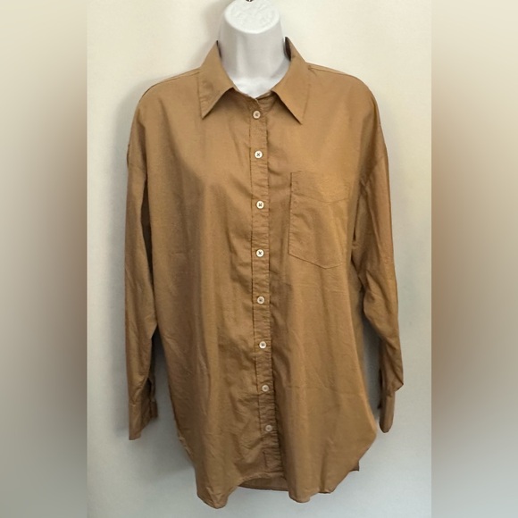 $98 MAEVE BY ANTHROPOLOGIE The Bennet Oversized Shirt Sz S Long Sleeve Hi-Low - Picture 6 of 16